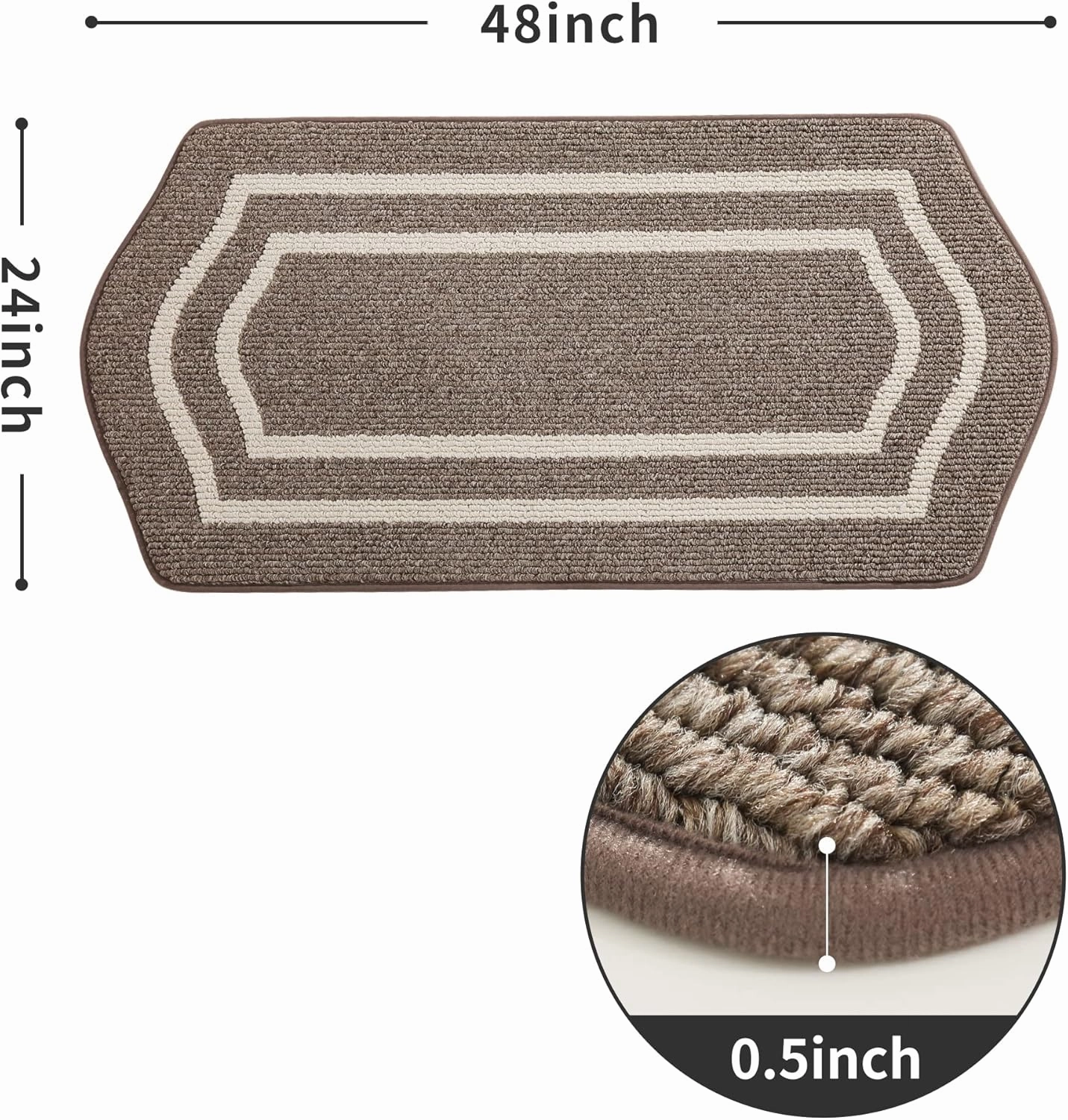 COSY HOMEER Long Kitchen Floor Mats for in Front of Sink Super Absorbent Kitchen Rugs and Mats 24"x48" Non-Skid Kitchen Mat Standing Mat Washable,Polypropylene,Brown,Frame