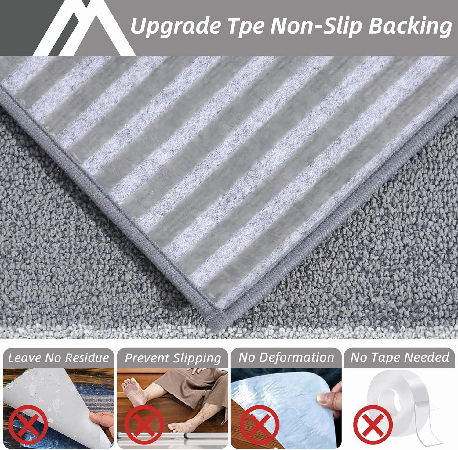 COSY HOMEER Soft Stair Treads Non-Slip Carpet Mat 28inX9in Indoor Stair Runners for Wooden Steps, Stair Rugs for Kids and Dogs, 100% Polyester TPE Backing 7pcs,Grey,Square