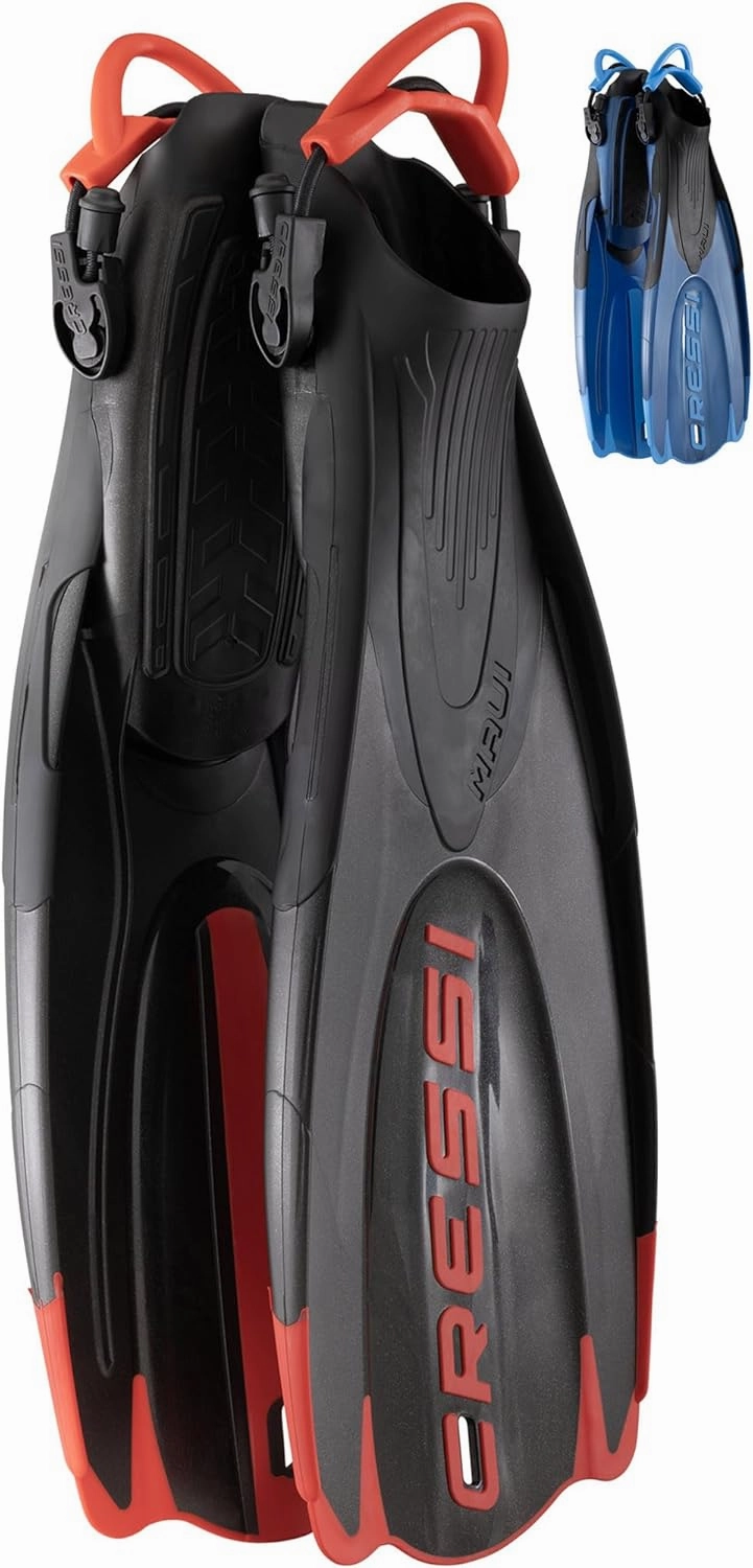 Cressi Adult Short Adjustable Fins - Snorkeling Versatile Open Heel to Use Also Barefoot - Maui: Made in Italy