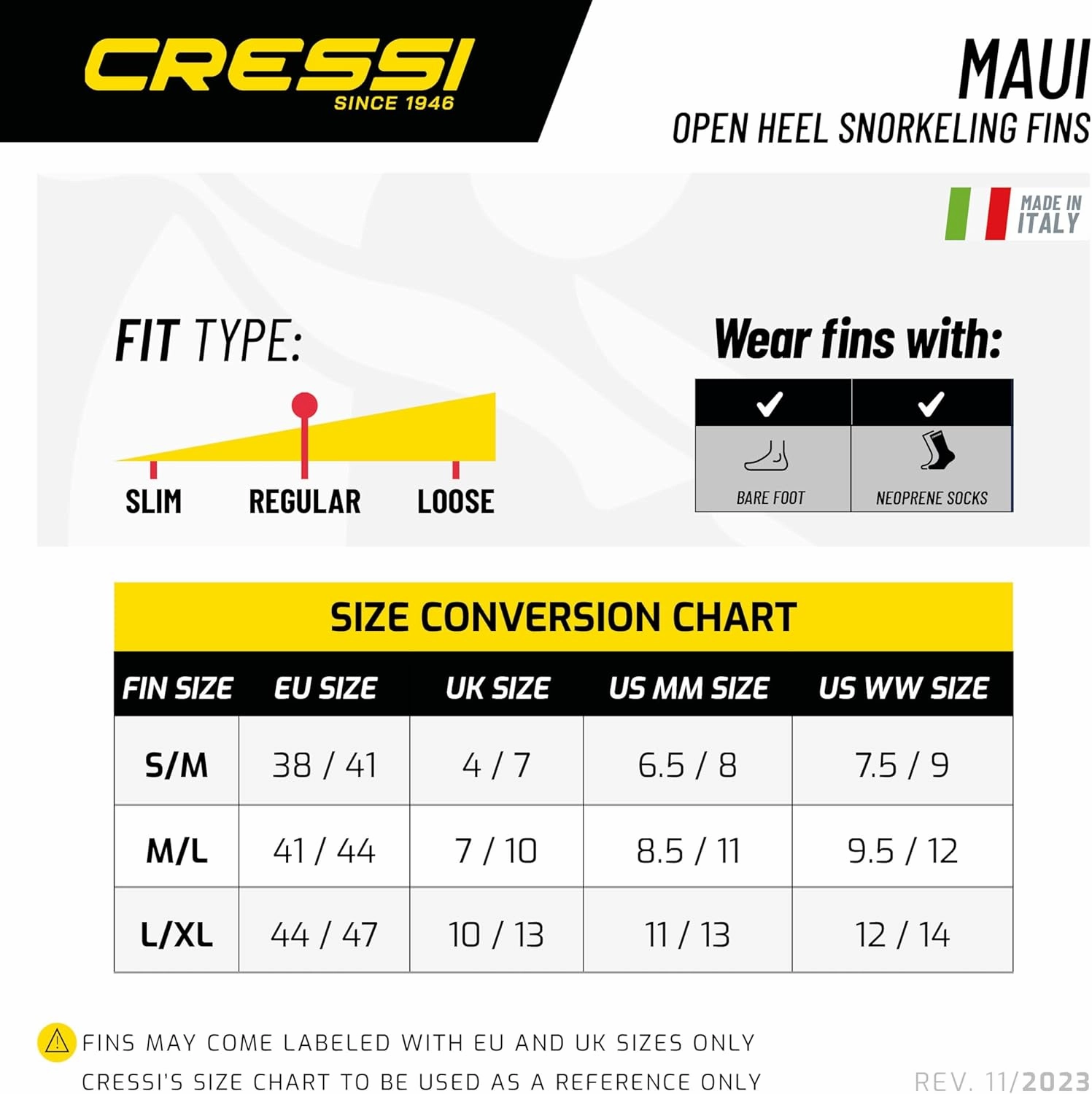 Cressi Adult Short Adjustable Fins - Snorkeling Versatile Open Heel to Use Also Barefoot - Maui: Made in Italy