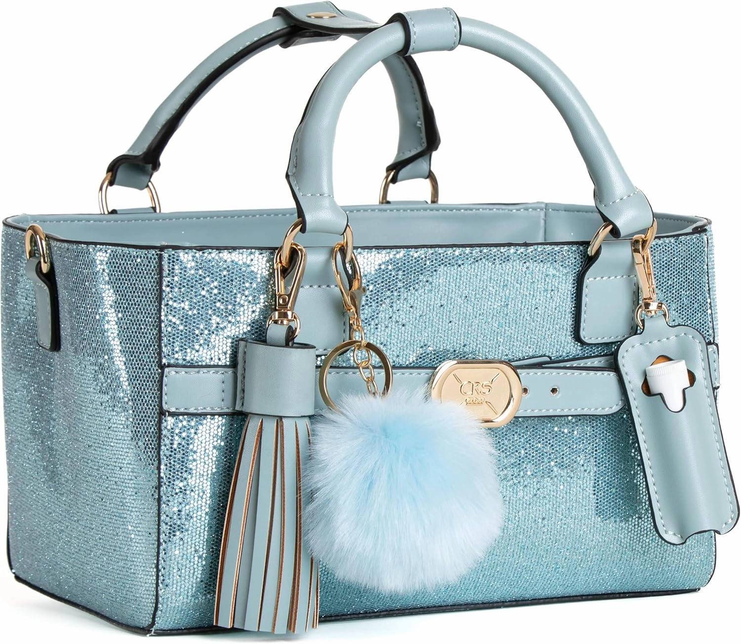 CRS Cross Rink Side Tote & Style Set - Accessory Skate Bag for Figure Skating, Roller, Ballet, Dance, Cheer, Tennis. (Shimmer Blue Ice, Rink Side Tote & Style Set)
