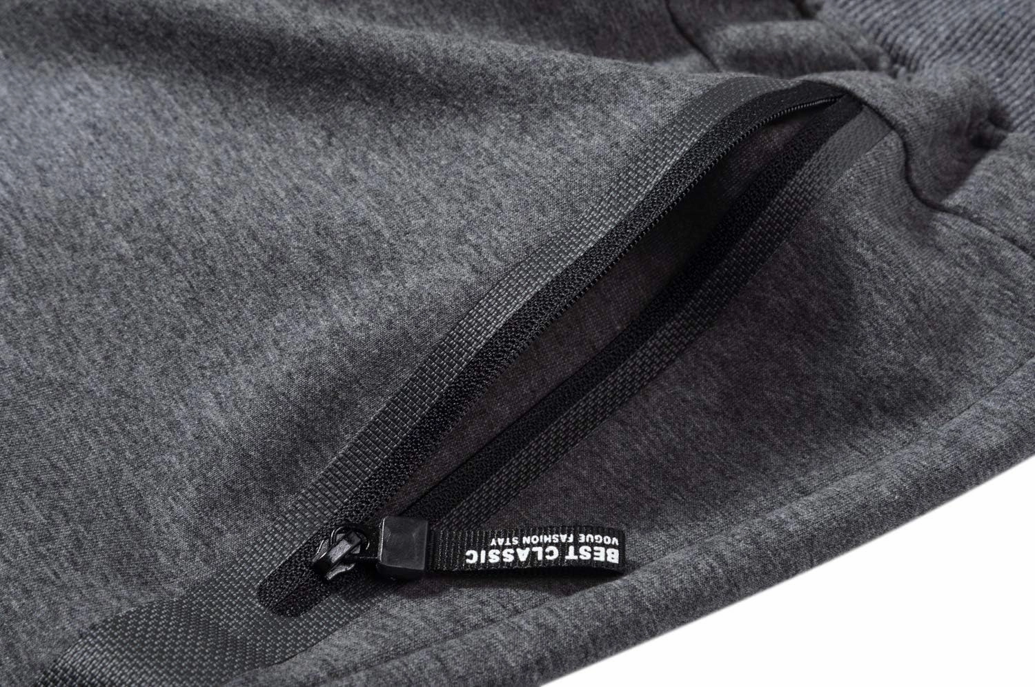 CRYSULLY Mens Athletic Gym Shorts Cotton Jogger Running Workout Jersey Zipper Pocket Sweat Shorts