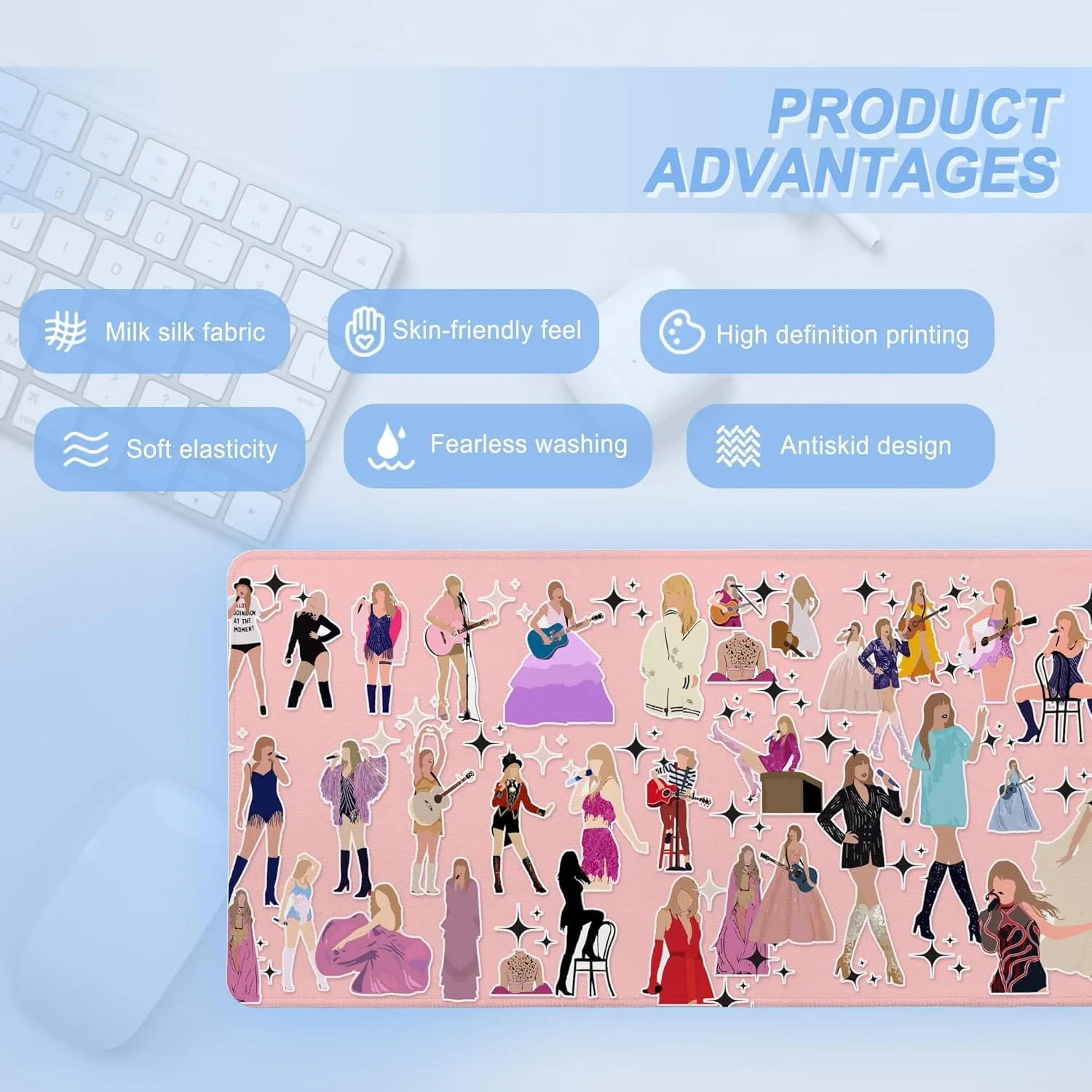 Cute Pink Desktop Mat,Kawaii Mousepads,Funny XL Gaming Mouse Pad for Desk,Large Computer Keyboard Offic Desk Mat Mouse Pad,900X400 mm
