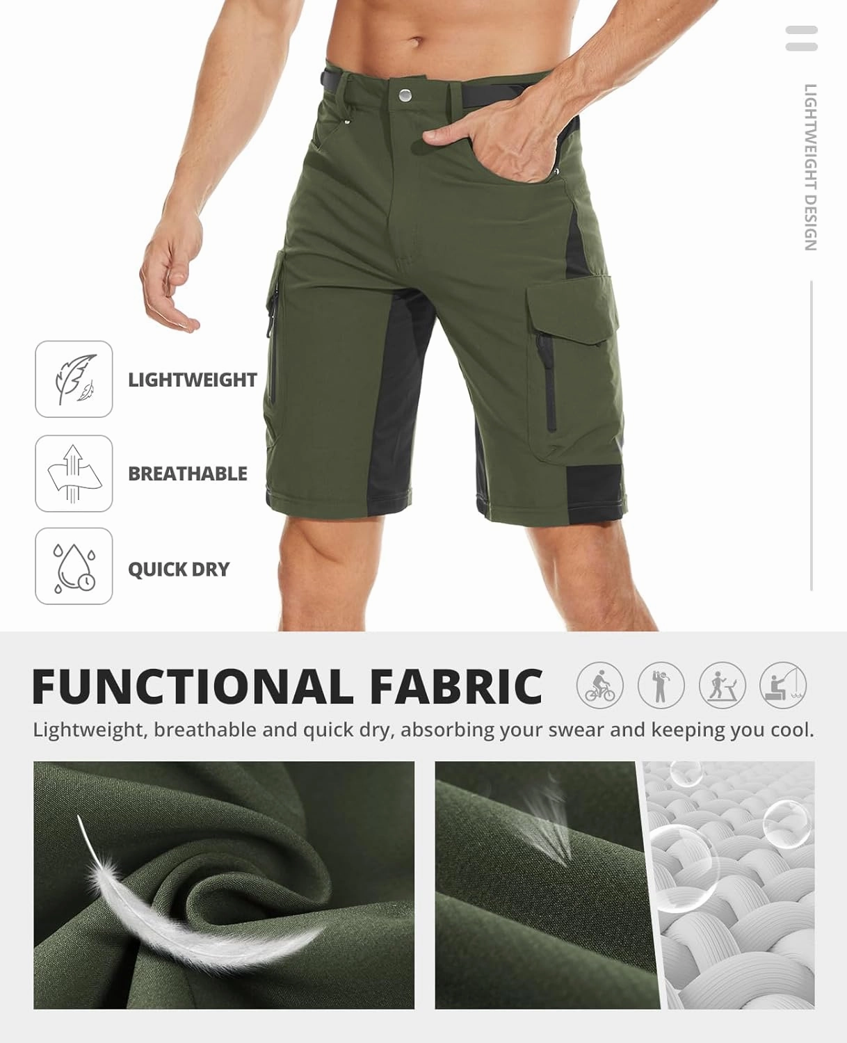Cycorld Mens-Mountain-Bike-Shorts, Cycling, Hiking, Cargo, Outdoor Shorts