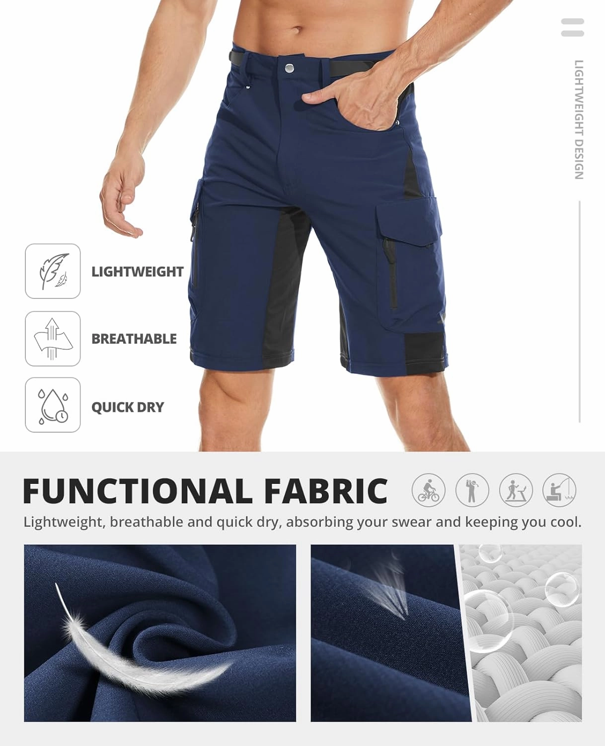 Cycorld Mens-Mountain-Bike-Shorts, Cycling, Hiking, Cargo, Outdoor Shorts