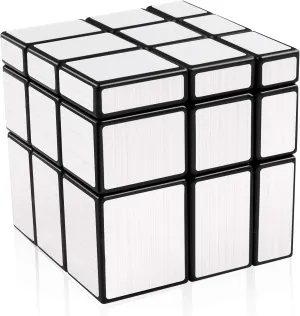 D-FantiX Shengshou Mirror Cube 3x3x3 Speed Cube 3x3 Mirror Blocks Cube Different Shapes Silver Cube 57mm