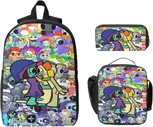 Dandys World Backpack Cartoon Print Cute Daily Multi-Purpose Backpack, 3set