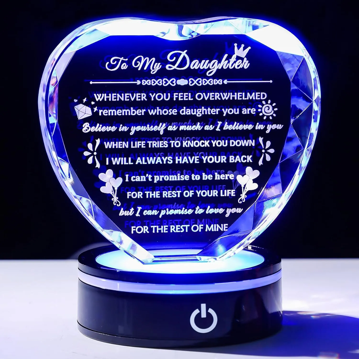 Daughter Gifts from Mom Dad Best Birthday Graduation Gifts for Adult Daughter with Light Base Crystal Keepsake to My Daughters Gift on Christmas Mothers Day