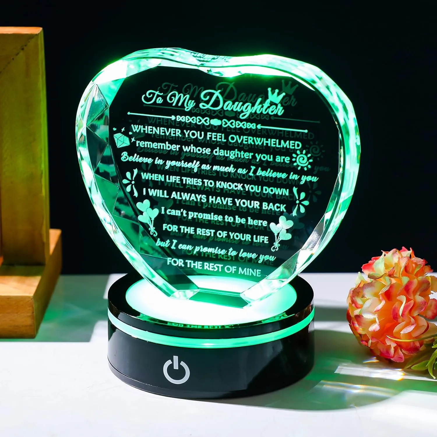 Daughter Gifts from Mom Dad Best Birthday Graduation Gifts for Adult Daughter with Light Base Crystal Keepsake to My Daughters Gift on Christmas Mothers Day