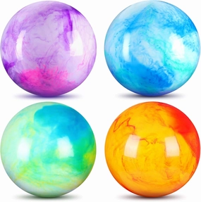 Deekin 4 Pcs 15 Inches Marbleized Bouncy Balls Large Size Cloud Inflatable Ball Colorful PVC Playground Beach Bouncy Sensory Toys for Adult Pet Playing Outdoor Pool Game Party Supplies