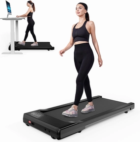DeerRun 2025 Upgrade Walking Pad, Smart Under Desk Treadmill for Home Office, No-Assembly Treadmills with APP and Remote Control, LED Display, 2.5 HP Quiet Walking Jogging Machine, 300 lbs Capacity
