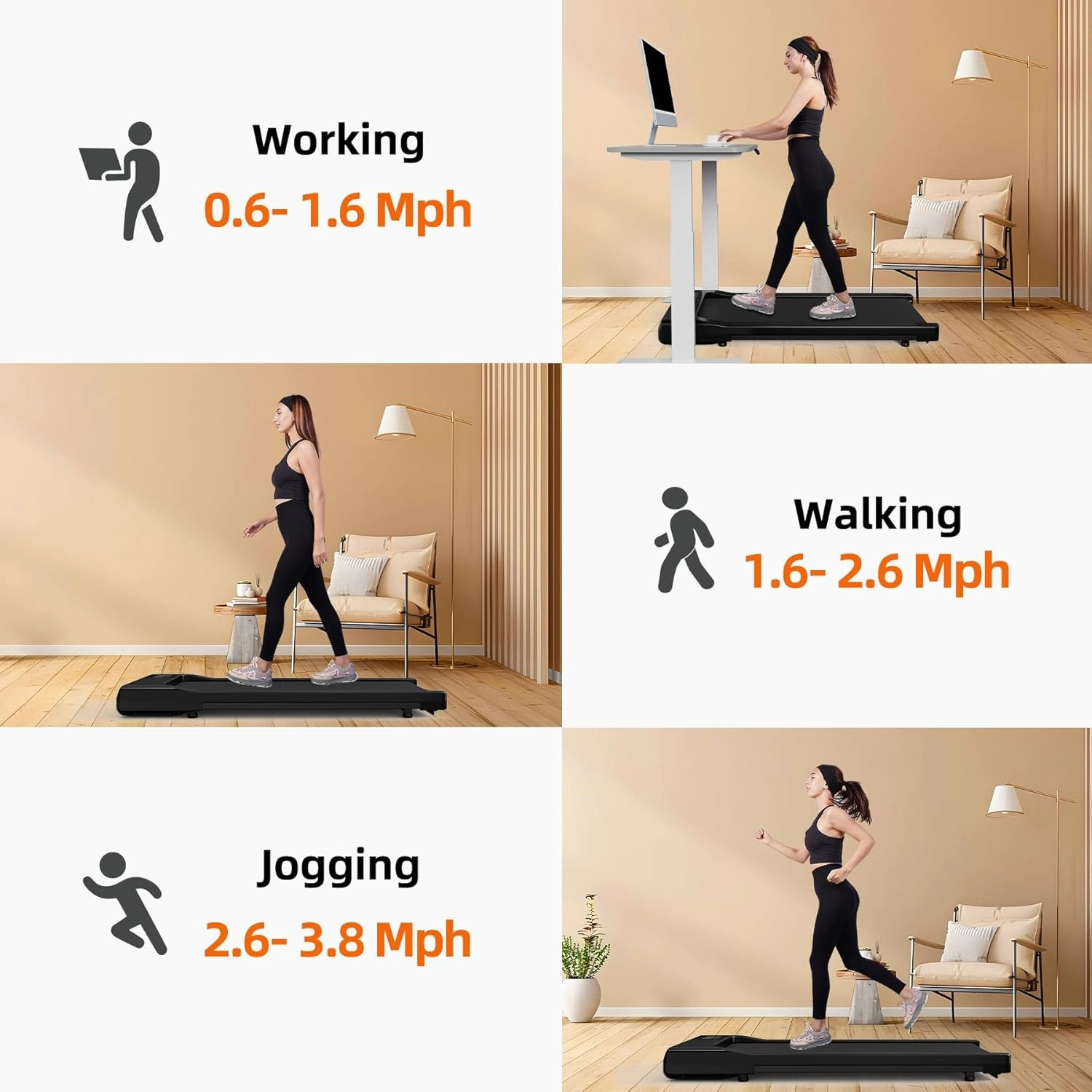 DeerRun 2025 Upgrade Walking Pad, Smart Under Desk Treadmill for Home Office, No-Assembly Treadmills with APP and Remote Control, LED Display, 2.5 HP Quiet Walking Jogging Machine, 300 lbs Capacity