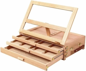Desktop Easel, Children's Drawing Easel Portable Adjustable Easel Three-Layer Drawer Wooden Easel,42 * 28 * 32.5CM
