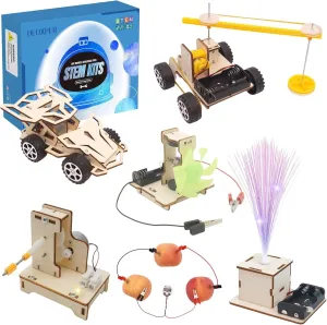 DEUXPER 6 in 1 STEM Puzzle Toys, Science Kits for Kids Age 8-12, Wooden 3D Puzzles Model Projects, Children's DIY Science Building Toy, Birthday Gifts for Girls Boys 6 7 8 9 10 11 12 13 