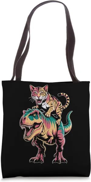 Dino Rider with Tiger Tote Bag