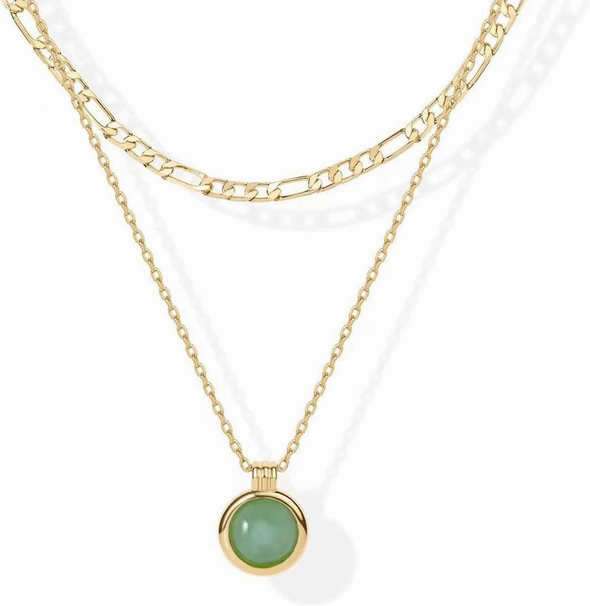 DISTANT DRUMS Simple Natural Green Aventurine Stone Jewelry Set for Women,Hoop Earrings,Bracelet,Necklace,18K Gold-plated Spiritual Gift,Fortunate Stone Jewelry,Choker