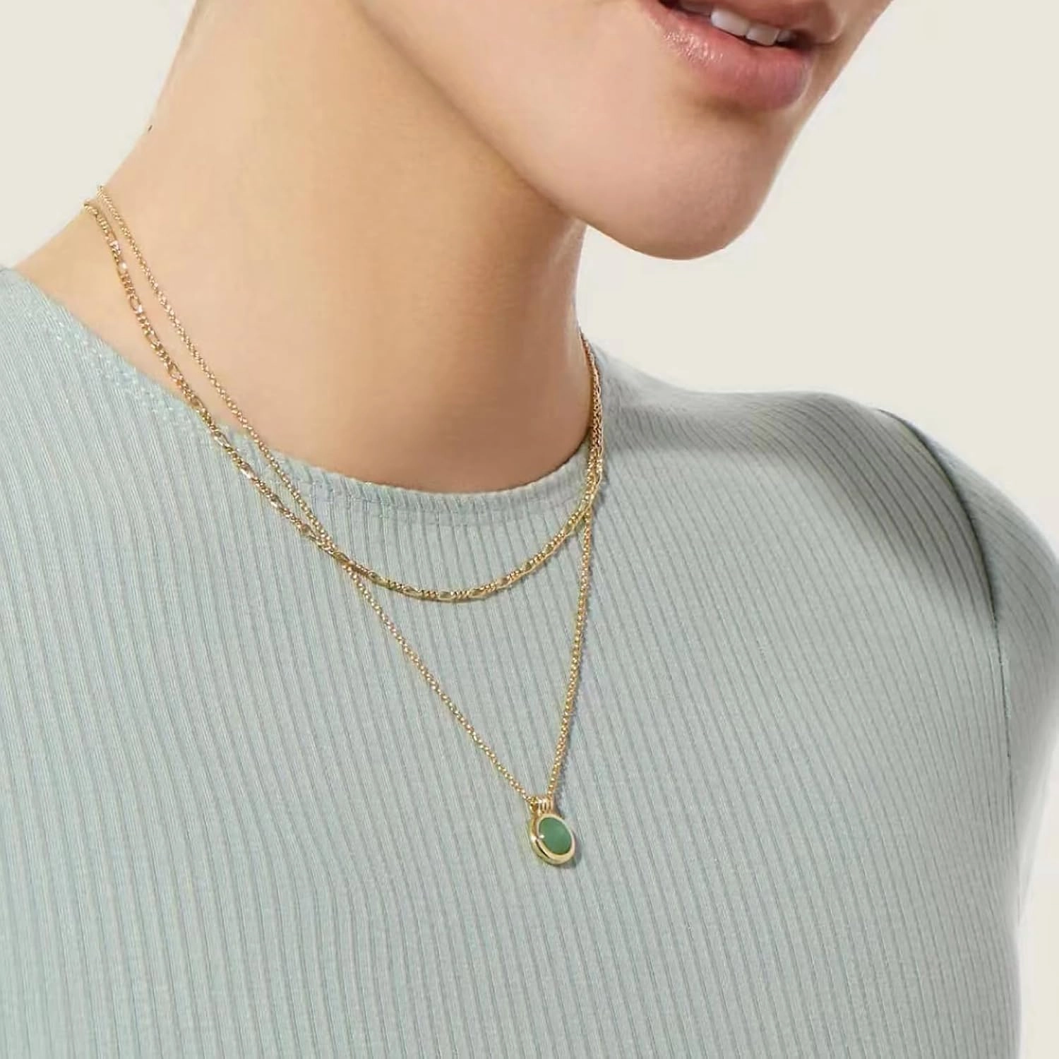 DISTANT DRUMS Simple Natural Green Aventurine Stone Jewelry Set for Women,Hoop Earrings,Bracelet,Necklace,18K Gold-plated Spiritual Gift,Fortunate Stone Jewelry,Choker