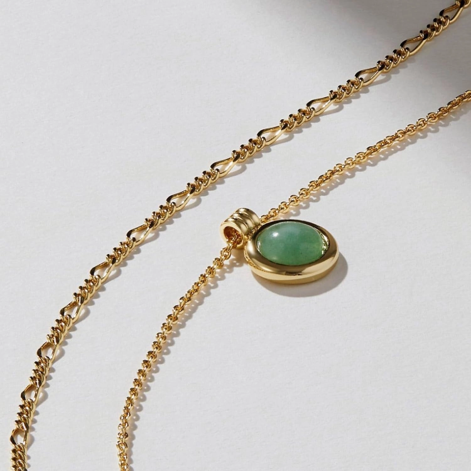 DISTANT DRUMS Simple Natural Green Aventurine Stone Jewelry Set for Women,Hoop Earrings,Bracelet,Necklace,18K Gold-plated Spiritual Gift,Fortunate Stone Jewelry,Choker