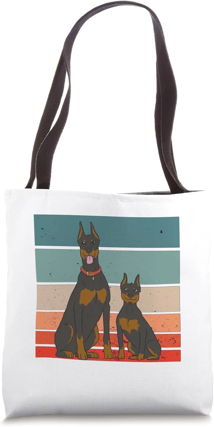 Doberman Dogs Red collar Upright ears Alert Noble animal pet Tote Bag