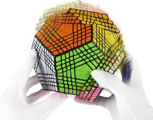 Dodecahedron Magic Cube 3D Puzzle, Megaminx Speed Cube Black Sticker for Children Gift,9×9