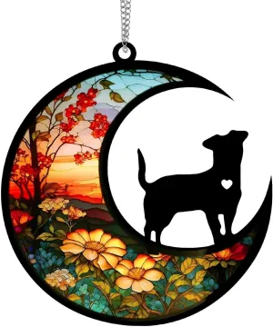 Dog Memorial Suncatcher for Loss of Dog, Jack Russell Terrier Remembrance Presents, Pet Sympathy Gift, Puppy Pass Away Adult Dog Bereavement Gift (Classic, 8”)