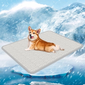 Dog Cooling Mat 50" x 30" Large Pad for Dogs Sleeping Mats for Dogs and Cat Durable Self Cool Pet Blanket Outdoor Indoor Non-Slip Cooling Dog Crate Mats (Gray)