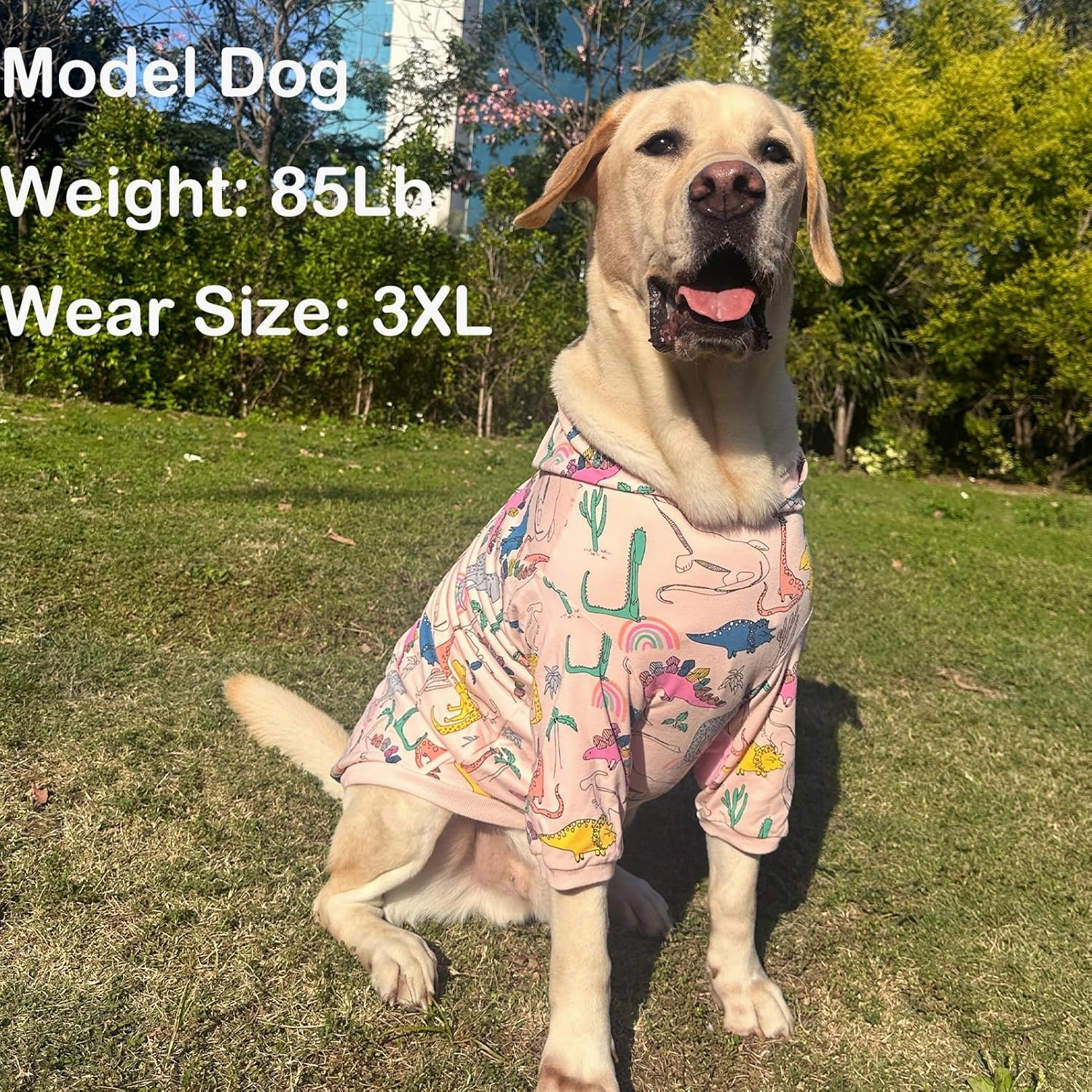 Dog Cotton Hoodie Pullover Sweatshirts Soft and Stretch Pets Clothes Colorful Dinosaur Hooded for Large Dogs（Pink Dino XL）