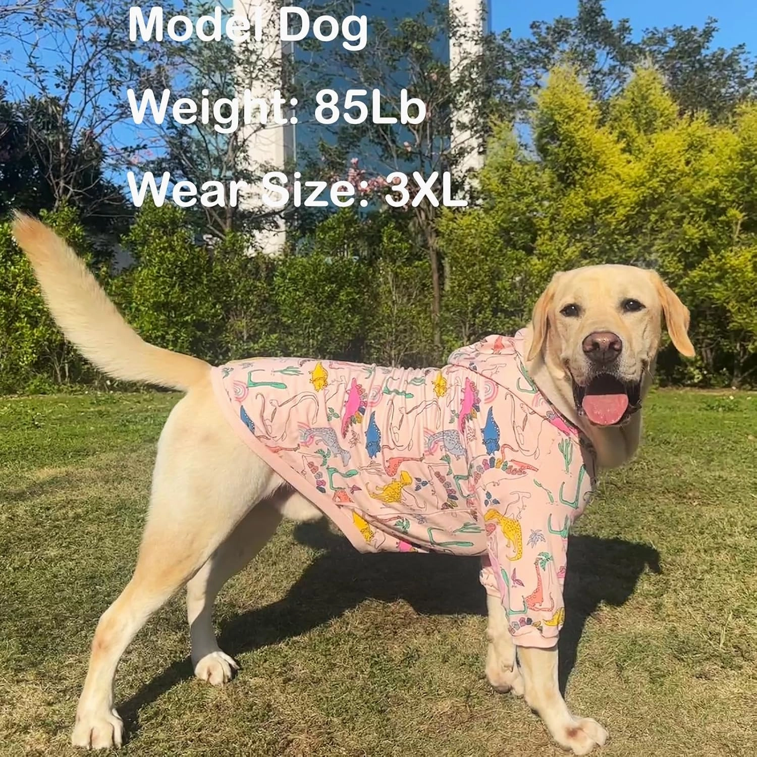 Dog Cotton Hoodie Pullover Sweatshirts Soft and Stretch Pets Clothes Colorful Dinosaur Hooded for Large Dogs（Pink Dino XL）