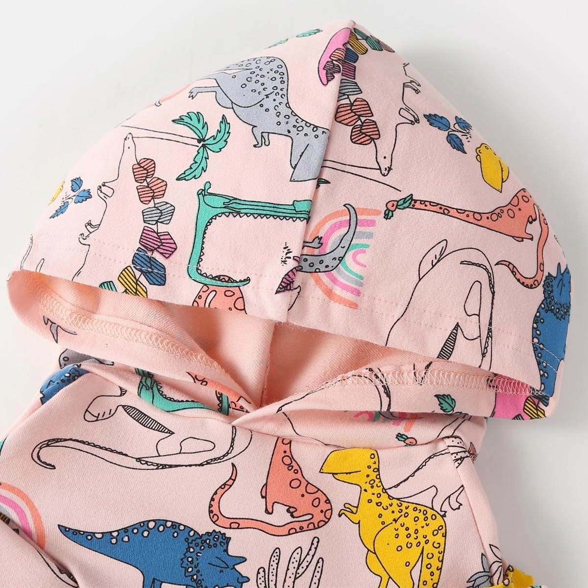 Dog Cotton Hoodie Pullover Sweatshirts Soft and Stretch Pets Clothes Colorful Dinosaur Hooded for Large Dogs（Pink Dino XL）
