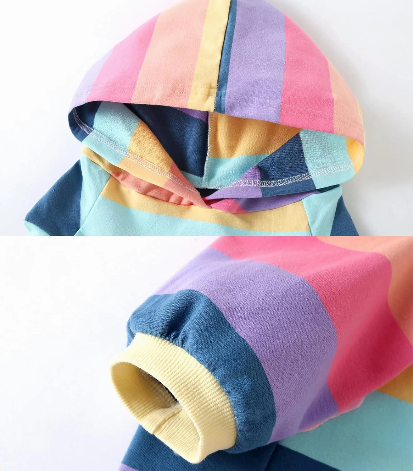 Dog Cotton Hoodie Pullover Sweatshirts Soft and Stretch Pets Clothes Rainbow Stripe Hooded for Large Dogs（Stripe XL）