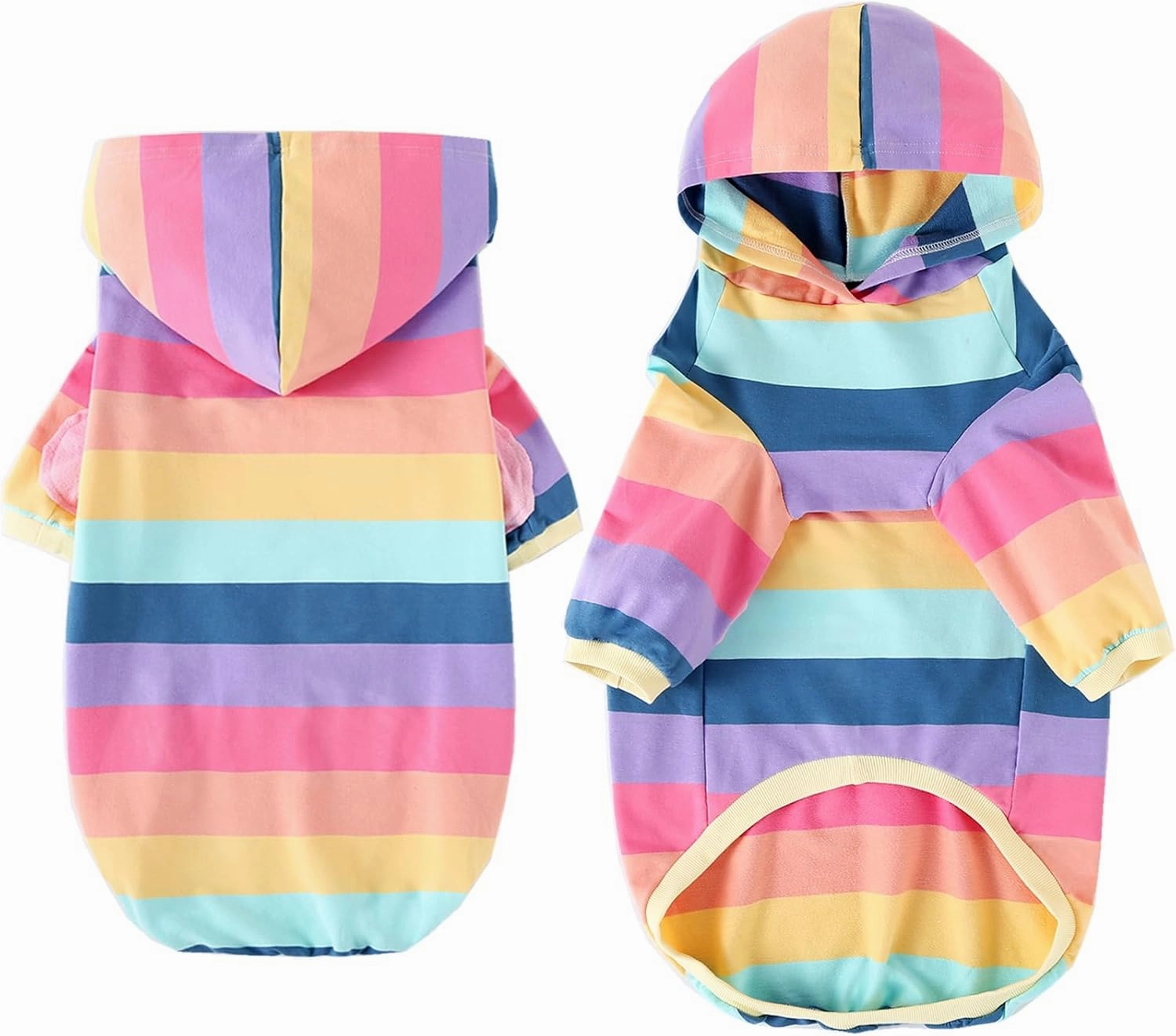 Dog Cotton Hoodie Pullover Sweatshirts Soft and Stretch Pets Clothes Rainbow Stripe Hooded for Large Dogs（Stripe XL）