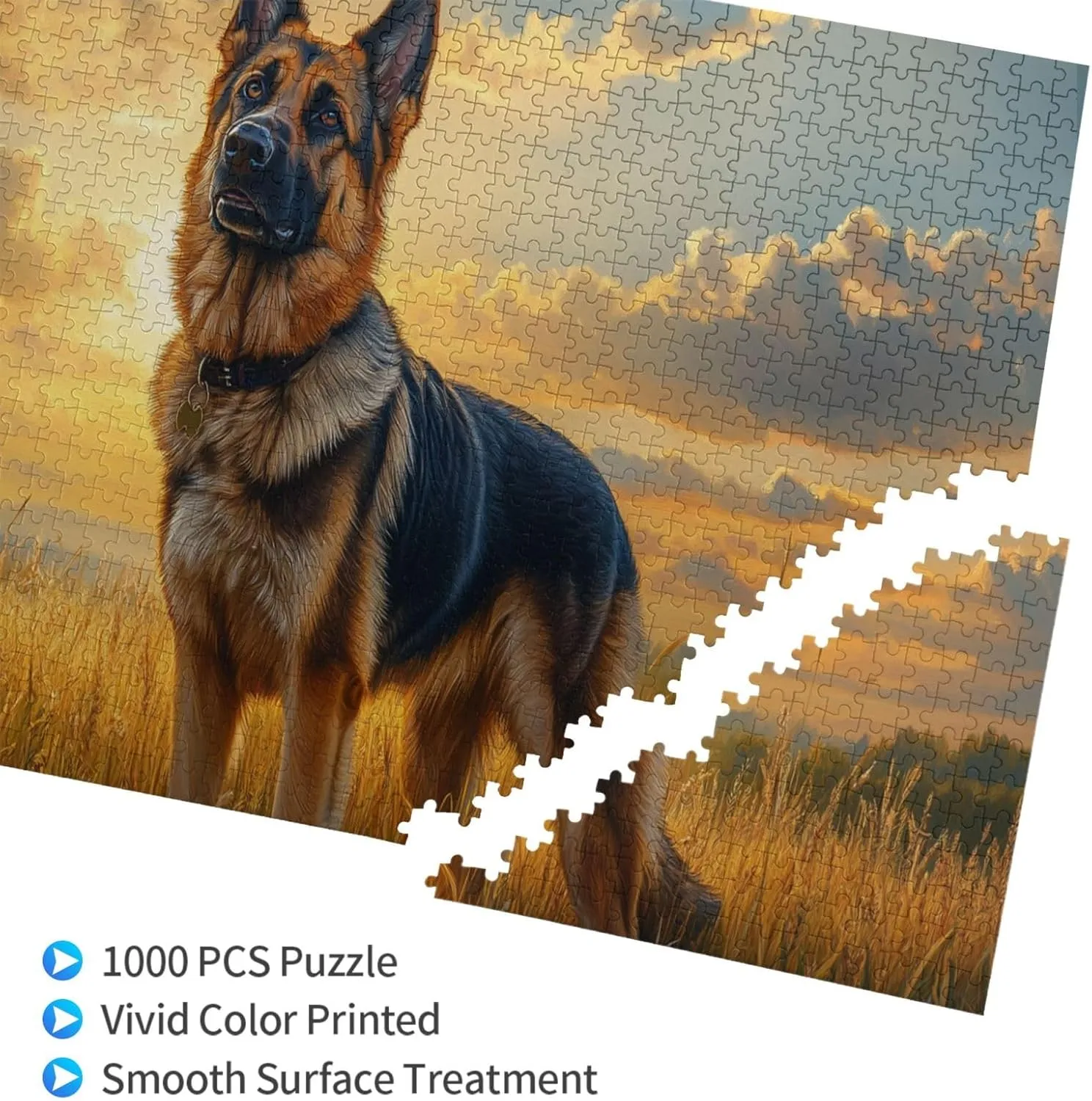 Dogs On The Vast Grassland，1000 Pcs Wooden Jigsaw Puzzles for Adults,Entertainment Games to Exercise Patience and Hands-On Ability,Completed with Family Members During Holidays