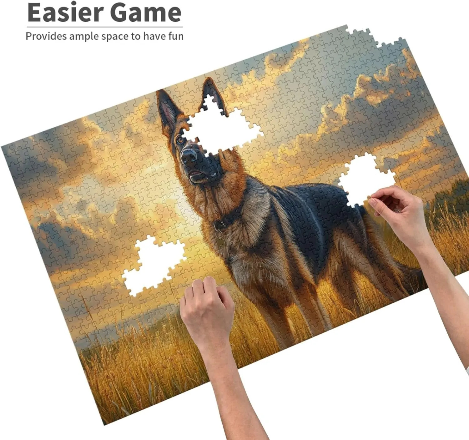 Dogs On The Vast Grassland，1000 Pcs Wooden Jigsaw Puzzles for Adults,Entertainment Games to Exercise Patience and Hands-On Ability,Completed with Family Members During Holidays