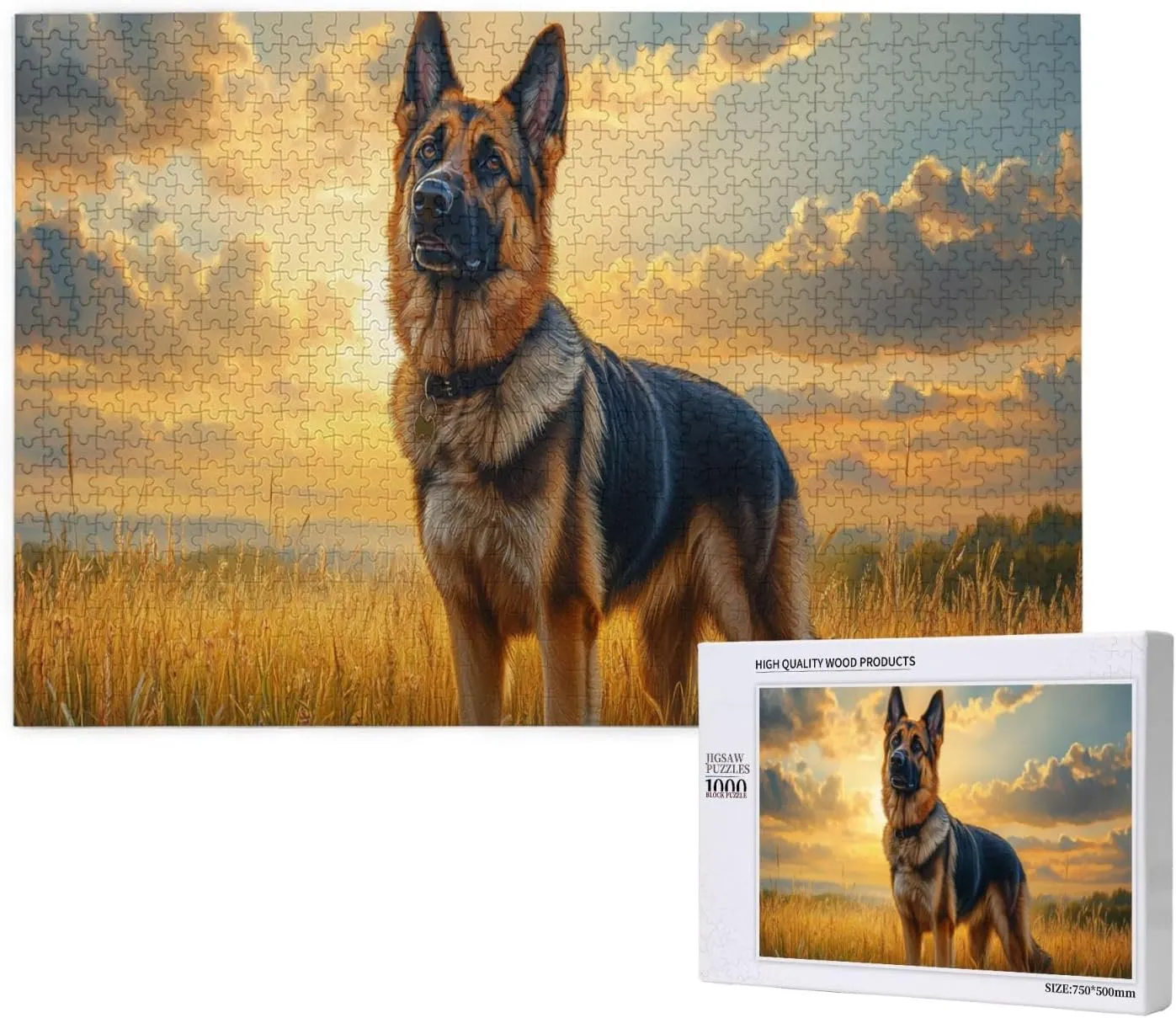Dogs On The Vast Grassland，1000 Pcs Wooden Jigsaw Puzzles for Adults,Entertainment Games to Exercise Patience and Hands-On Ability,Completed with Family Members During Holidays