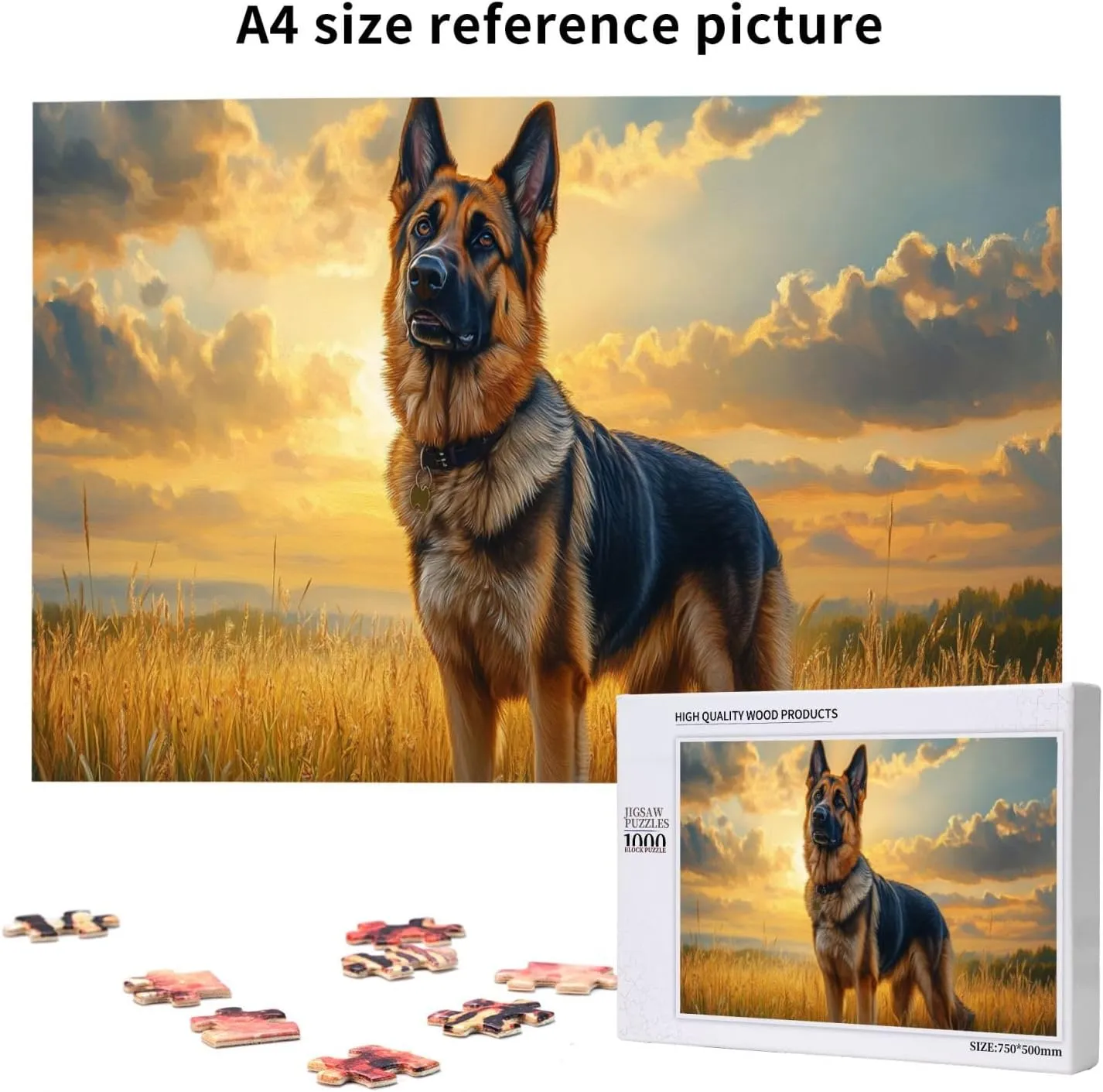 Dogs On The Vast Grassland，1000 Pcs Wooden Jigsaw Puzzles for Adults,Entertainment Games to Exercise Patience and Hands-On Ability,Completed with Family Members During Holidays