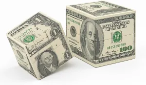 Dollar Bill Speed Cube 3x3: One & Hundred Dollar Notes Bill US Currency UV Printing Magic Cube Puzzle - 2.2" Smooth Turning Brain Teaser for Adults Collectors Gifts - Office Relief Stress Desk Decor