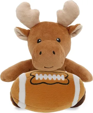 DolliBu Super Soft Moose Stuffed Animal with Football Plush - Soft Huggable Playtime Plush Toy, Cute Wildlife Gift, Plush Doll Animal Toy for Kids and Adults with Name Personalization - 6 Inches