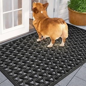 Door Mats Outside Entrance 29.5"x19",Non Slip Heavy Duty Front Door Mat for Indoor Outdoor,Winter Snow Dirt Trapping Doormats,Easy Clean Shoe Scraper,Black