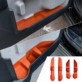 Door Side Storage Tray Compatible with 2022-2025 Ford Maverick Side Door Storage Box Door Organizer Phone Pocket Silicone Front & Rear 4PCS Maverick Accessories (Original Orange)