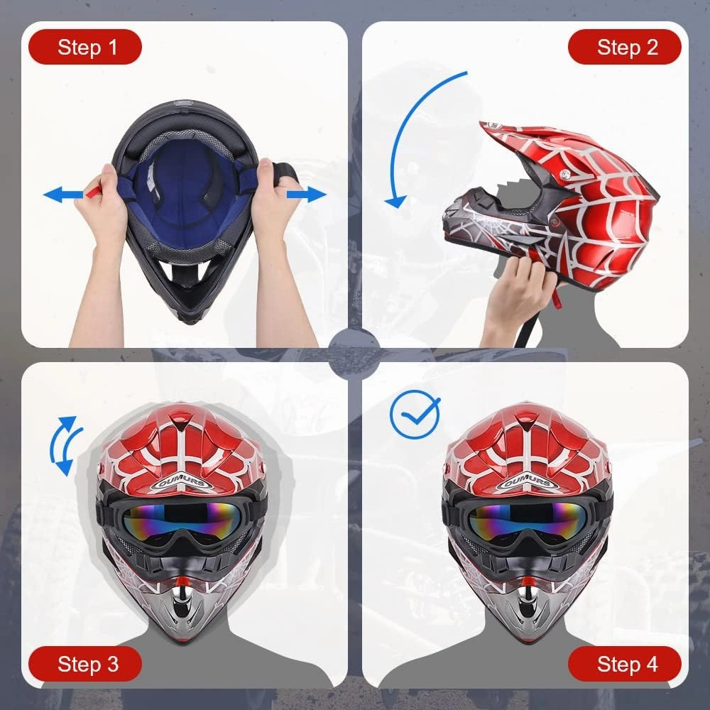 DOT Youth Dirt Bike Helmet for Boys & Girls Ages 5-14, Four Wheeler, Motocross, BMX, MX, UTV, Snowmobile, Go Kart, Racing, Skateboard, Baseball