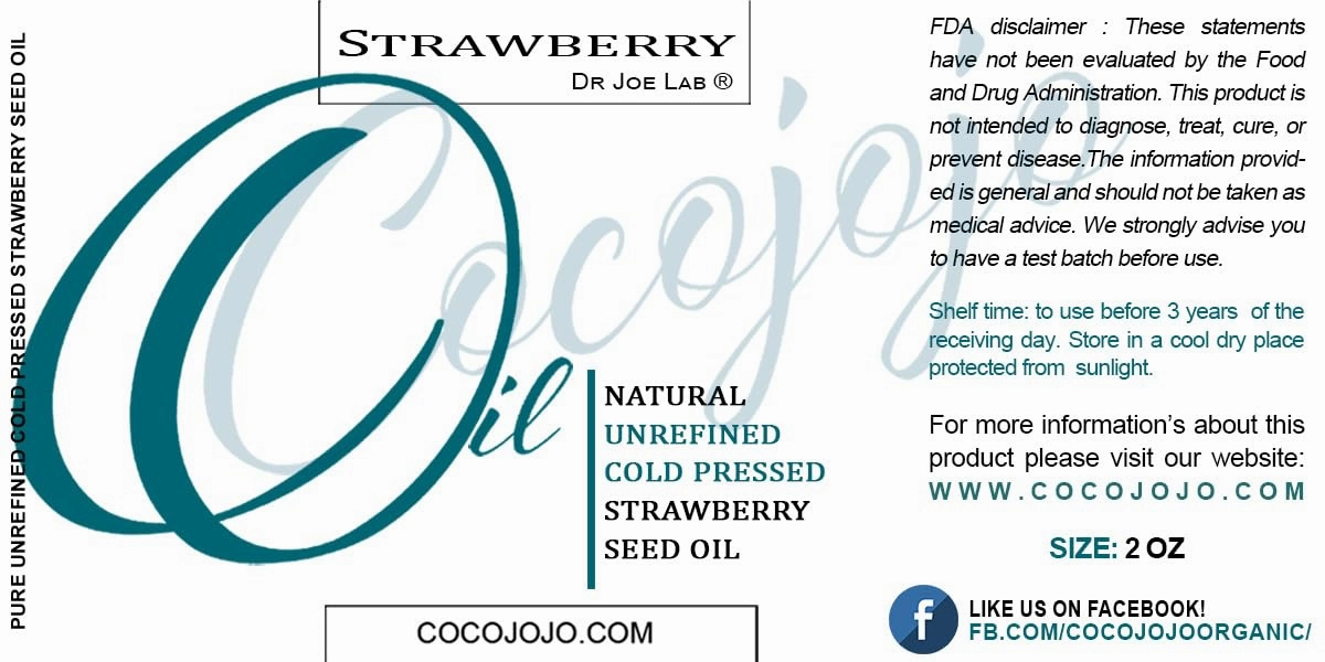 Dr Joe Lab Strawberry Seed Oil - Pure Cold Pressed Virgin Vegan Natural Hydrating Nourishing Moisturizing for Skin Hair Lip Face Body Nails DIY Carrier Oil- (2 oz)