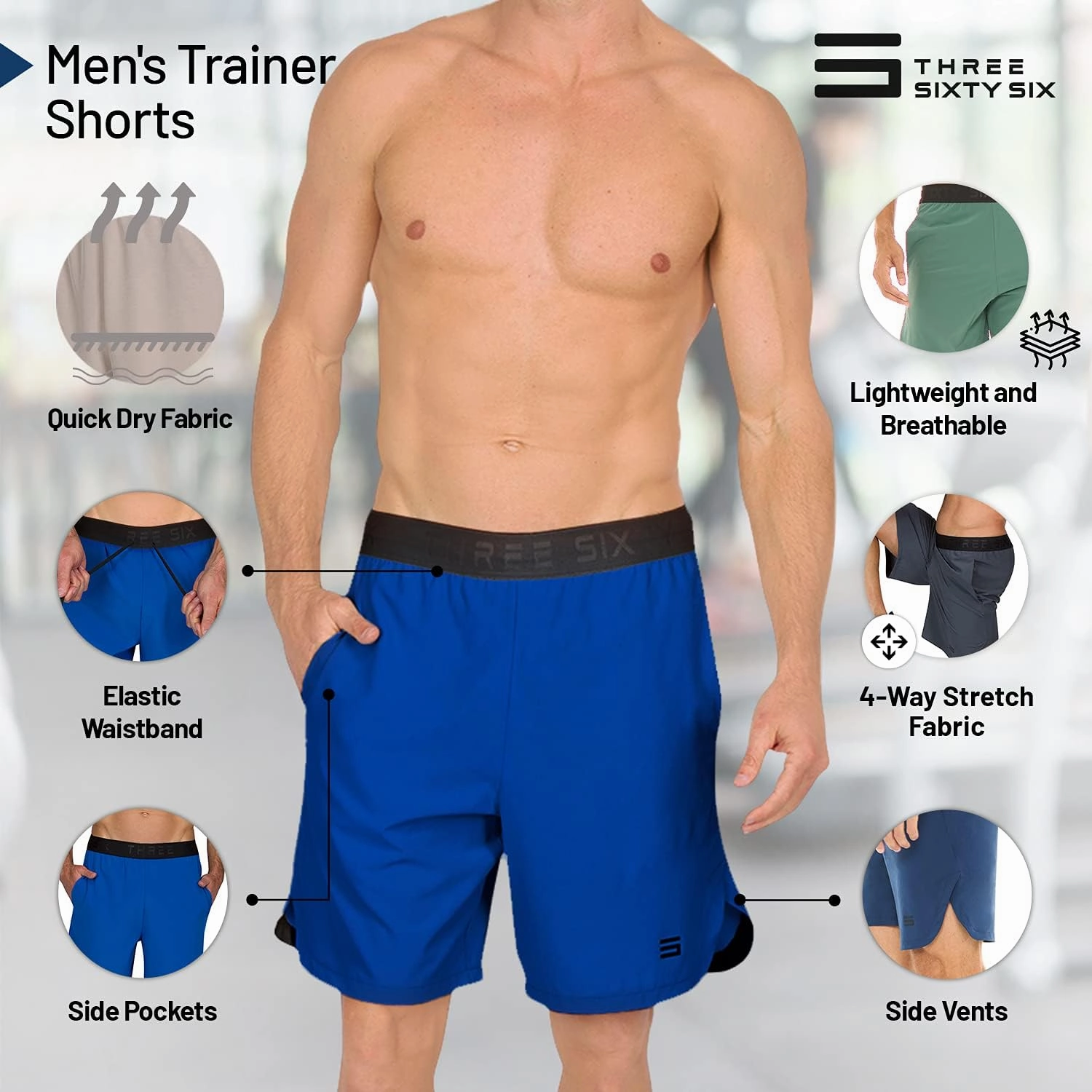 Dry FIT Gym Shorts for Men - Mens Workout Running Shorts - Moisture Wicking with Pockets and Side Hem