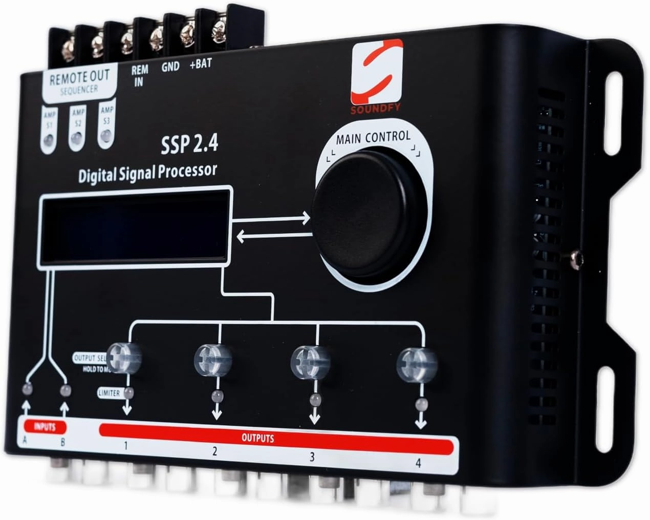 DSP 2.4 Digital Signal Processor & Equalizer – 15-Band Graphic EQ, 2 Input/4 Output DSP, 12 Presets, Built-in Crossover for Car Audio Enhancement