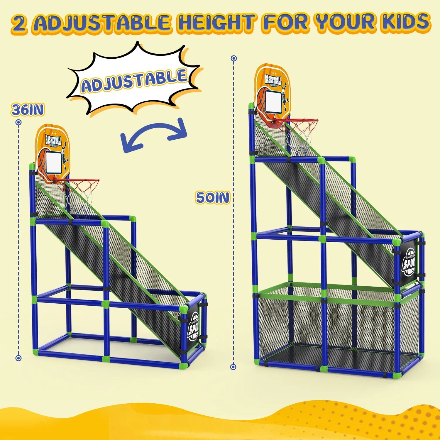 EagleStone Toddler Arcade Basketball Hoop Game Indoor, Ajustable Height Indoor Basketball Hoop with Storage Design for Kids,Perfect Sports Outdoor Play Toys for Kids Age 3-4 5-4 4-8
