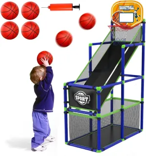 EagleStone Toddler Arcade Basketball Hoop Game Indoor, Ajustable Height Indoor Basketball Hoop with Storage Design for Kids,Perfect Sports Outdoor Play Toys for Kids Age 3-4 5-4 4-8
