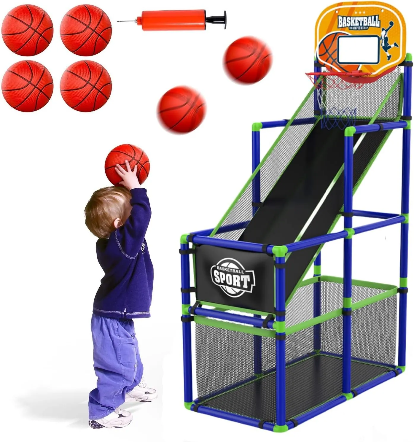 EagleStone Toddler Arcade Basketball Hoop Game Indoor, Ajustable Height Indoor Basketball Hoop with Storage Design for Kids,Perfect Sports Outdoor Play Toys for Kids Age 3-4 5-4 4-8