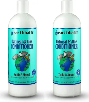 earthbath, Oatmeal & Aloe Conditioner - Dog Conditioner for Allergies & Itching, Dry Skin, Helps Detangle & Relieve Itching, Made in USA, Cruelty Free Pet Conditioners - 16 Oz (2 Pack)