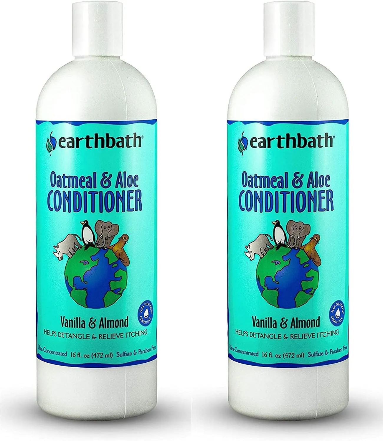 earthbath, Oatmeal & Aloe Conditioner - Dog Conditioner for Allergies & Itching, Dry Skin, Helps Detangle & Relieve Itching, Made in USA, Cruelty Free Pet Conditioners - 16 Oz (2 Pack)
