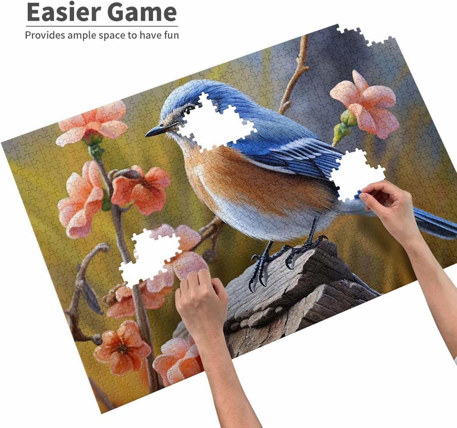 Eastern Bluebird Puzzles 1000 Pieces Personalized Jigsaw Puzzles with Storage Bag Photos Puzzle for Photos Challenging Picture Puzzle for Family Home Decor Jigsaw (29.5" x 19.7")