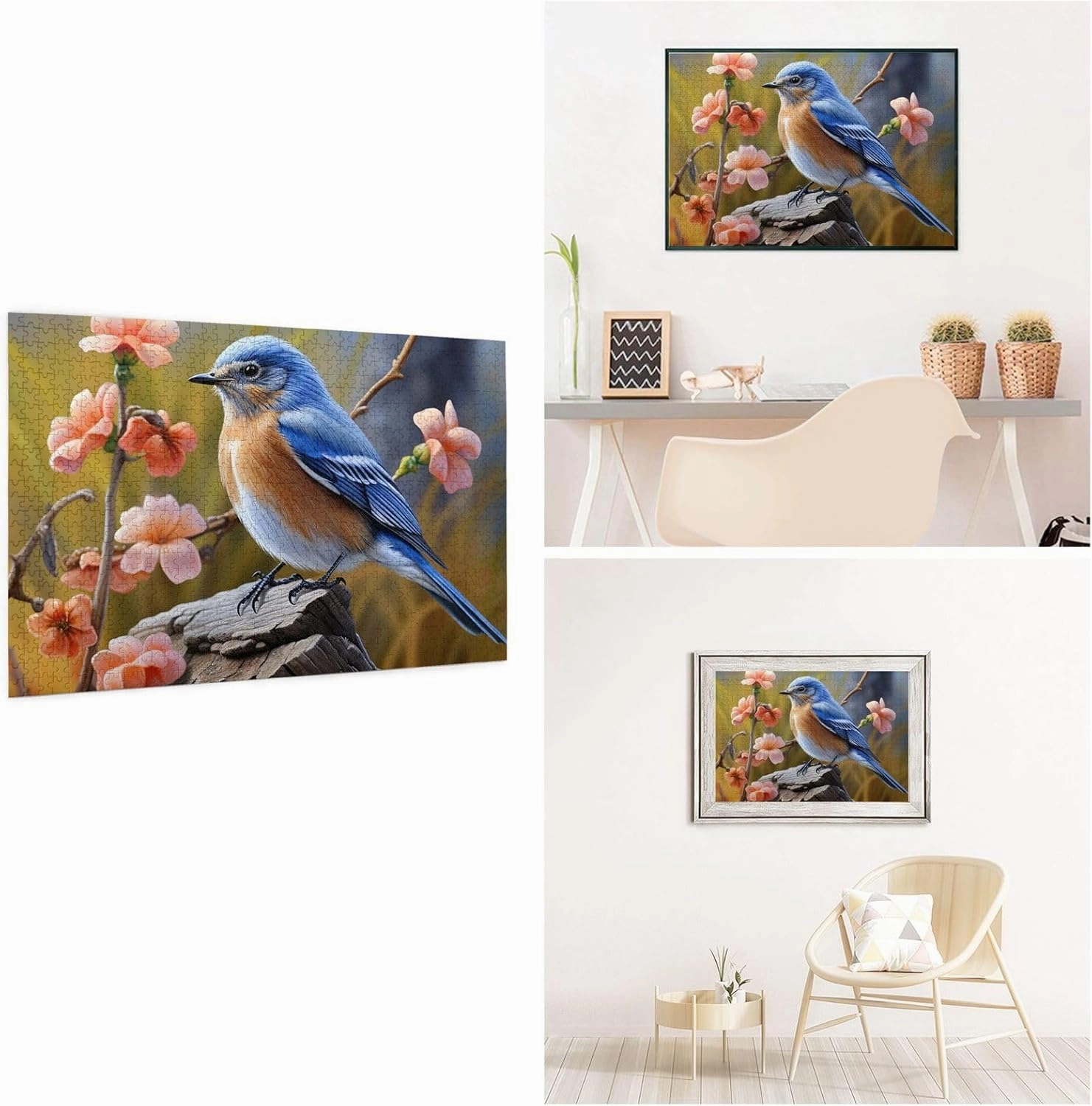 Eastern Bluebird Puzzles 1000 Pieces Personalized Jigsaw Puzzles with Storage Bag Photos Puzzle for Photos Challenging Picture Puzzle for Family Home Decor Jigsaw (29.5" x 19.7")